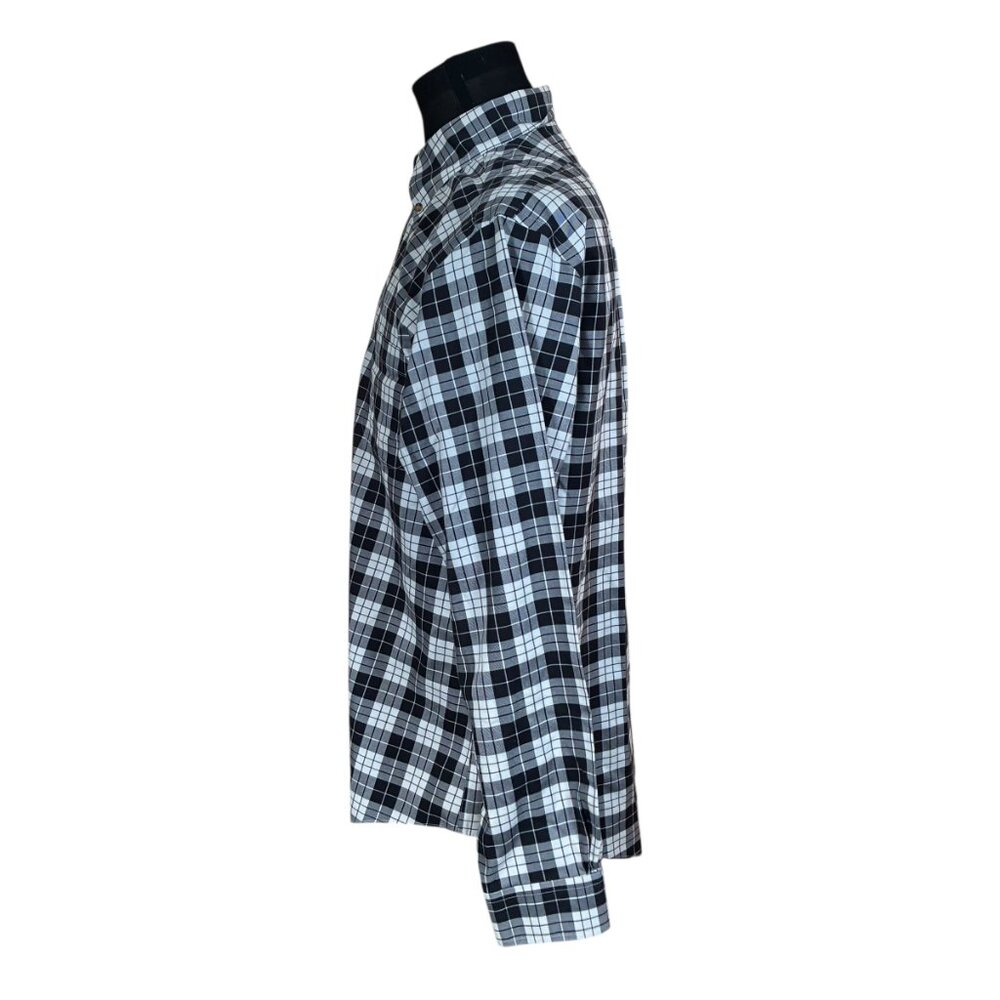 Brook Brothers Regent Black White Plaid Long Sleeve Button Front Shirt Large - Picture 3 of 7